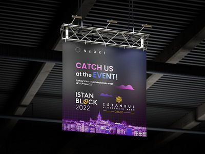 Blockchain event banner design for Neoki web3 multi metaverse banner banner design blockchain brand design branding colourful cool design event event branding futuristic graphic design istanbul post post design poster poster design social media technology web3