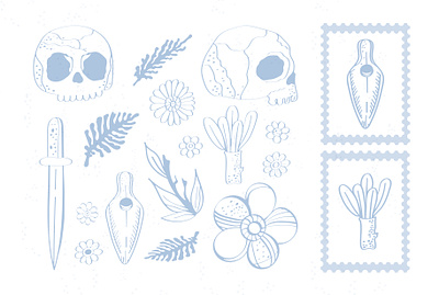 skulls and antiquities branding design graphic design illustration logo print sti sticker vector