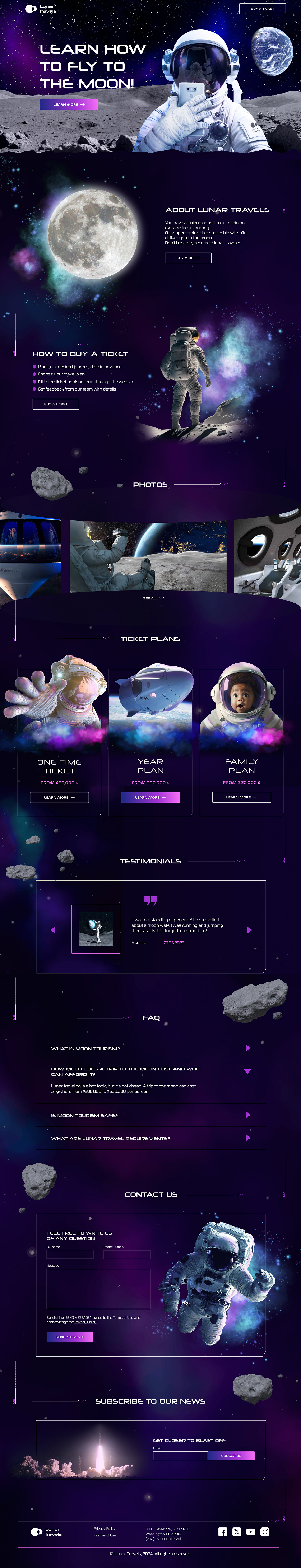Space Tourism to the Moon astronaut cosmic landing page logo design logotype lunar moon moon travel space space langing page space selfie space tourism ticket to the moon tourism tourism to the moon traveling to the moon typography universe web design
