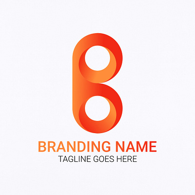 Letter B ribbon Logo isolated on gray business logo