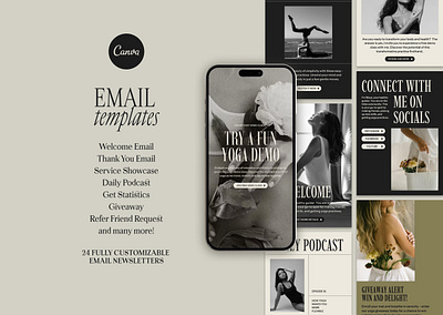 Evania | Canva Email Templates aestheticdesign branding canva canvadesign canvatemplate coaching email emailmarketing emailnewsletter emailtemplates flodesk graphic design mailchimp marketing socialmedia templates