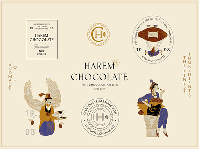 Harem Chocolate Branding brand identity branding chocolate color palette design digital illustration drawing graphic design illustration istanbul logo