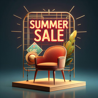 Summer sale funiture poster banner branding chair eleganr furniture neon promotion psd sale summer summer sale vector