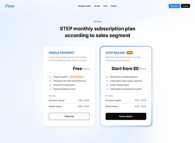 STEP Rebranding - Pricing page branding design framer graphic design isometric page pay payment pricing saas step steppay subscription ui ux vector web webdesign