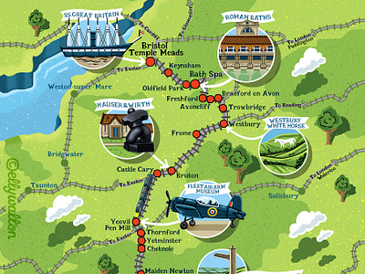 Illustrated map of Southern England for GWR magazine cartography editorial editorial illustration england map illustration magazine magazine illustration map map illustration route illustration tourism illustration tourism map