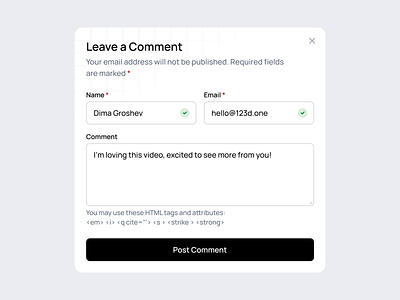 Leave a Comment button clean comment design kit design system figma form input minimalism modal popup ui ui kit
