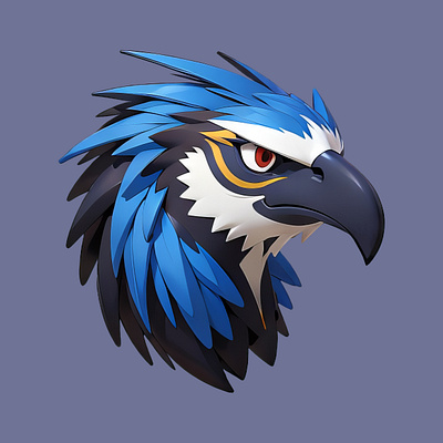 American eagle with blue eyes icon illustration 3d bird cartoon eagle gamer gaming icon illustration mascot pastel rendering