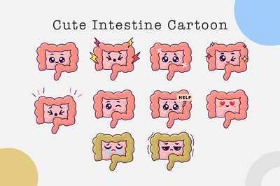 Cute Intestine Cartoon digestion