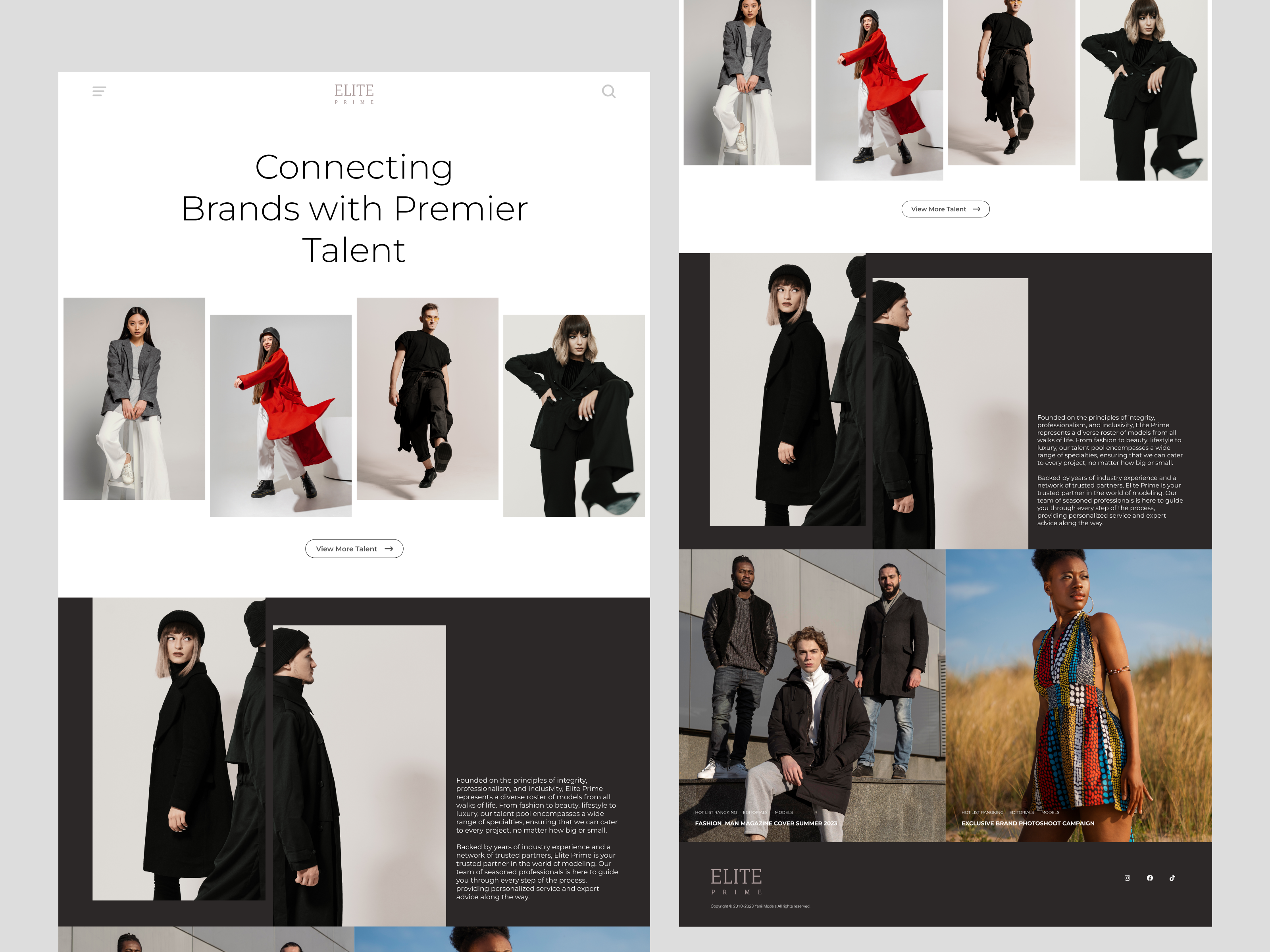 Model Agency - Interaction Website 👌 aesthetic agency animation branding design fashion fashion design fasion website interaction landing page model model agency paralax efect prototype talents talents agency ui design user interface web design website design