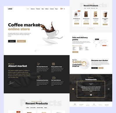 Coffee Website brand identity branding business coffee coffee shop coffee website design designer illustration logo social media post store uxui web web design website