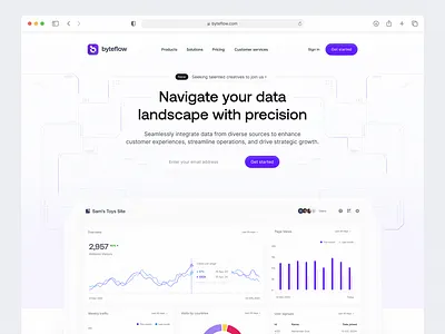 Hero section for Byteflow application design branding dashboard data design hero hero section landing page minimal ui uiux web design website