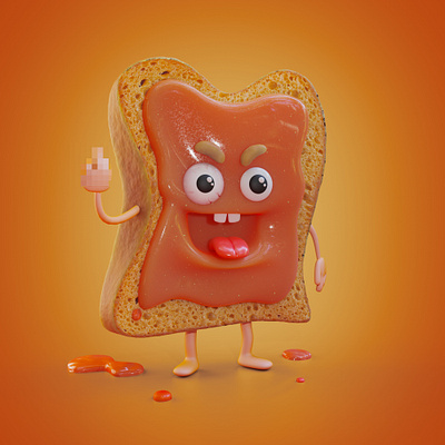 Jam On Bread • 3D Illustration 3d 3d art 3d character 3d illustration angry b3d blender blender3d bread character design design illustration jam