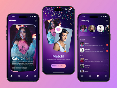 Dating Mobile App Concept app design chat chatting date dating dating app dating match dating mobile app gender gradient love match matching message messenger mobile mobile app relationship social app social media
