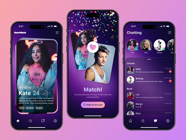 Dating Mobile App Concept by Aleksei Bykov for Lineup on Dribbble