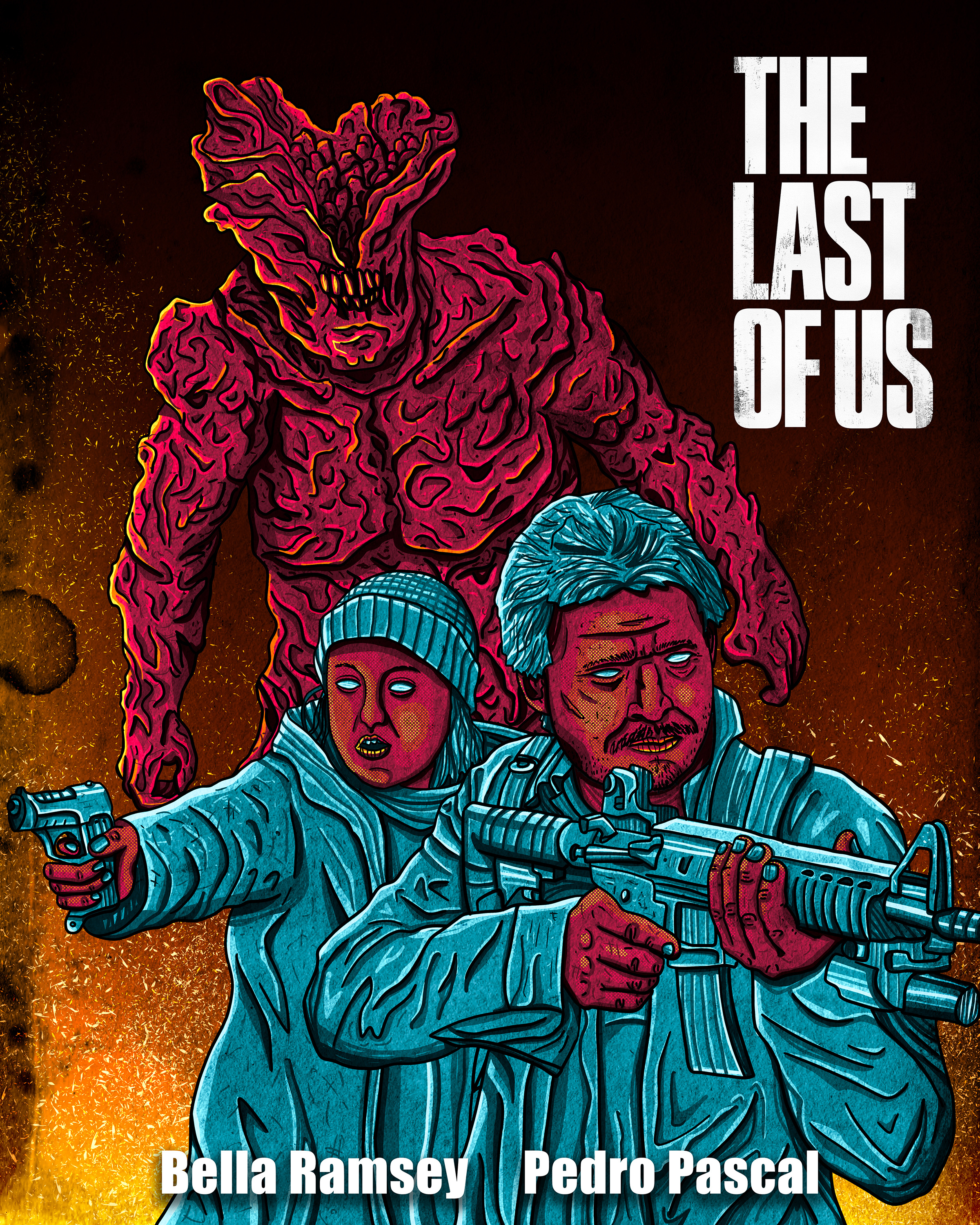 The Last Of Us - Poster Design bloater digital art digital painting ellie fungus game graphic design horror illustration infected joel poster design serie t shirt design the last of us the last of us 2