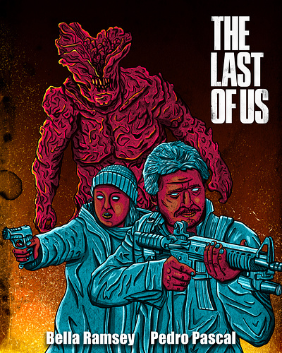 The Last Of Us - Poster Design bloater digital art digital painting ellie fungus game graphic design horror illustration infected joel poster design serie t shirt design the last of us the last of us 2