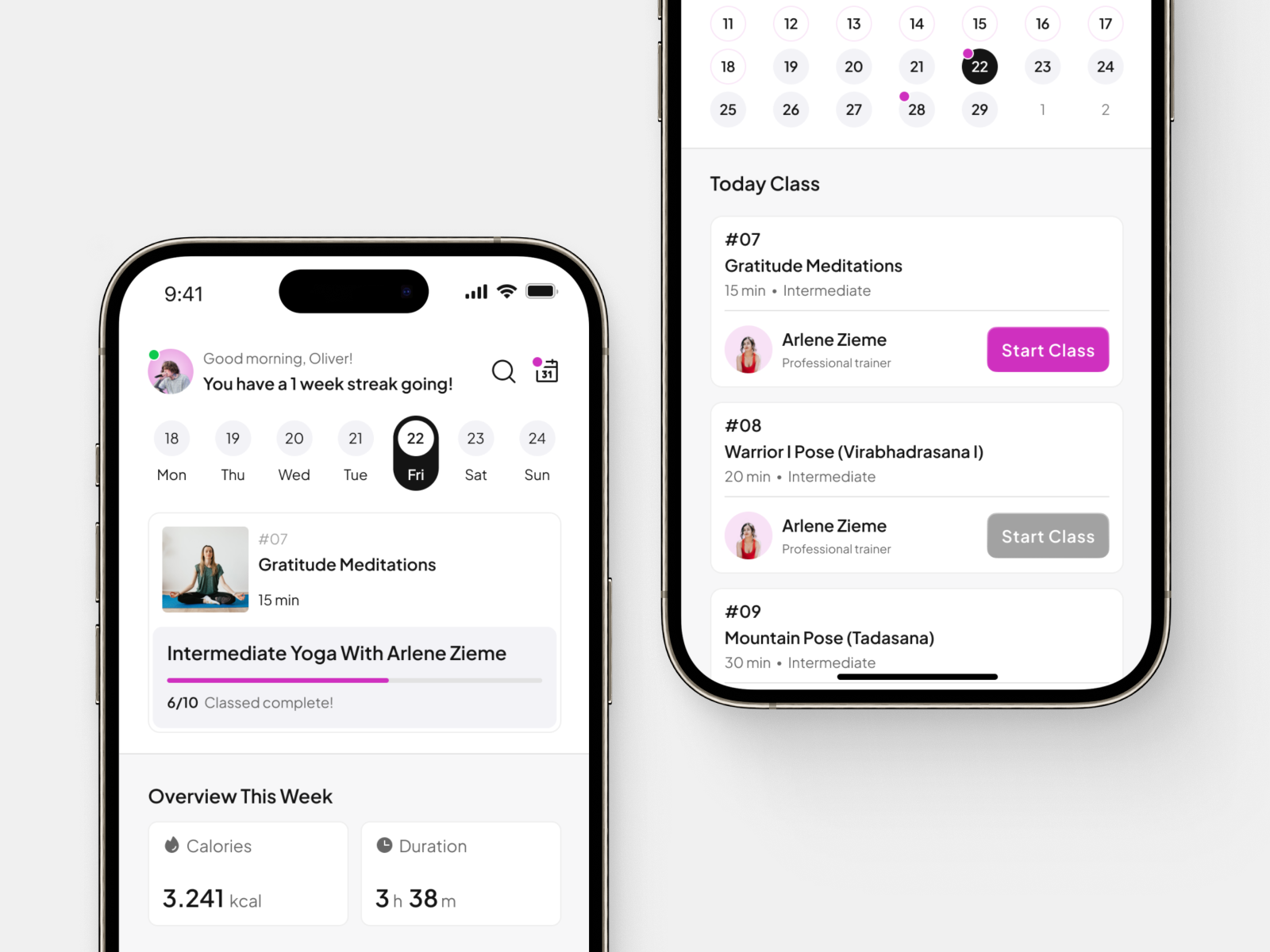 Yoiki - Yoga Training Class App class clean date health ios minimalism navigation schedule time training ui ui design uiux design workout class