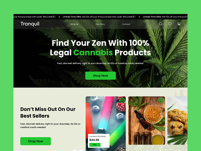Tranquil - Cannabis Webpage UI/UX design figma graphic design typography ui ux web design