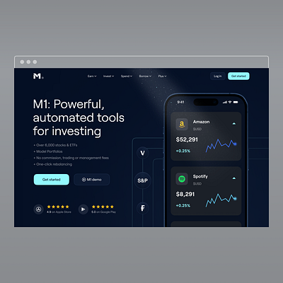 M1 - FinTech UI creative dark finance fintech graphic design hero minimal ui website