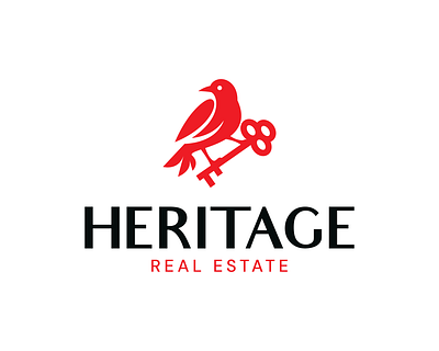 Heritage Real Estate Logo animal animal logo bird brand branding design graphic design icon illustration key limitless logo logo design logotype mark real estate symbol