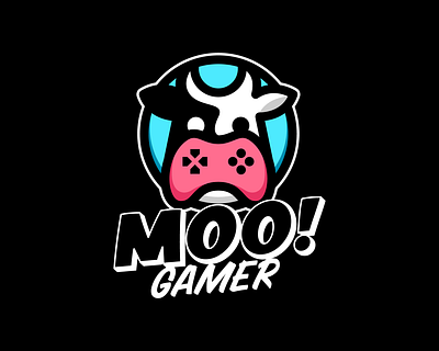 Moo! Gamer Logo brand branding cow design gamer graphic design illustration joystick limitless logo logo design logotype mark mascot symbol vector videogame