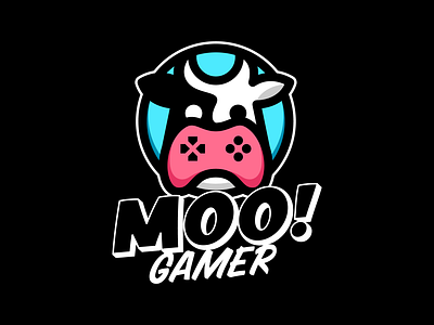 Moo! Gamer Logo brand branding cow design gamer graphic design illustration joystick limitless logo logo design logotype mark mascot symbol vector videogame