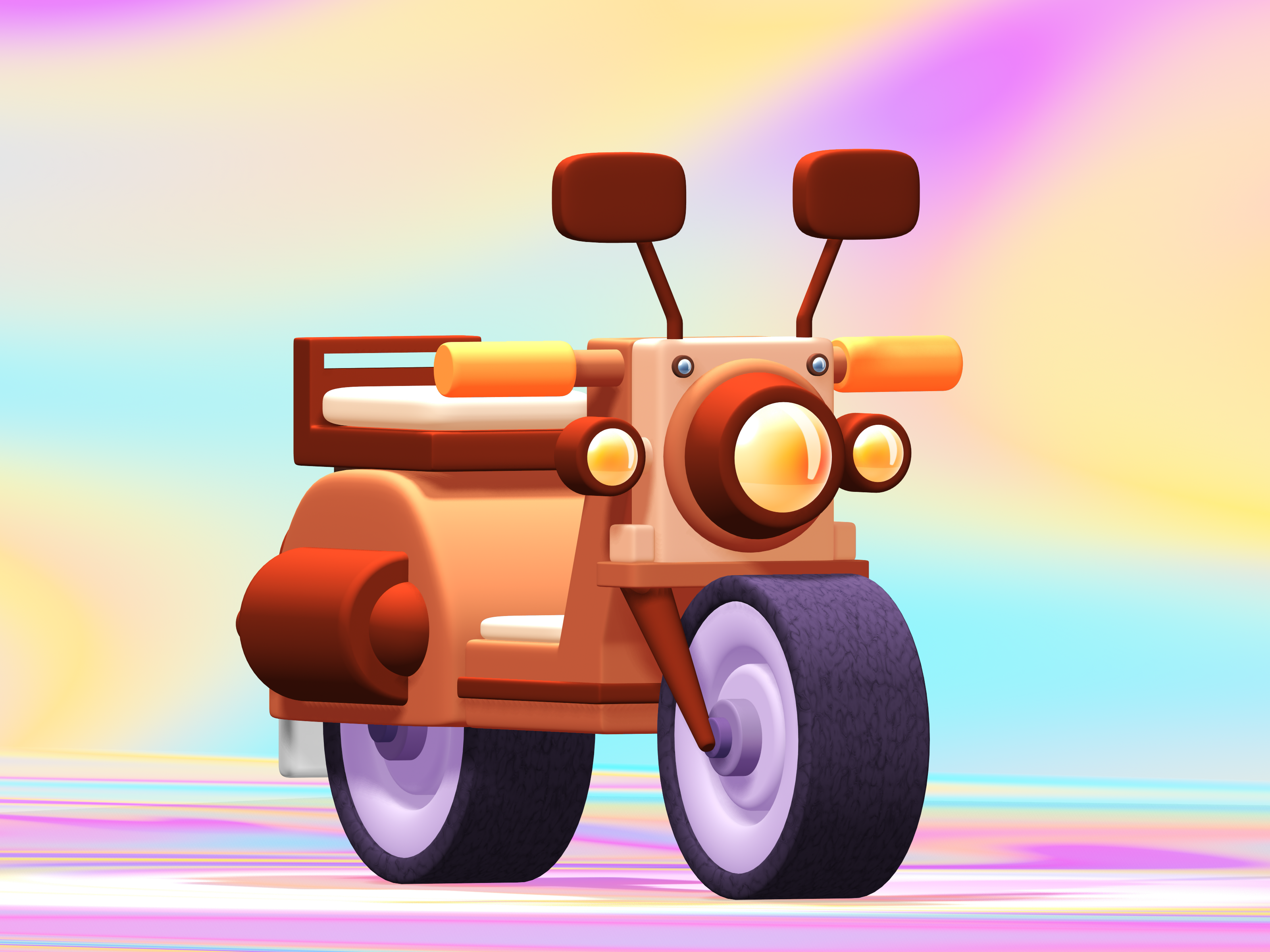 3D motor scooter 3d 3d art 3d model artist automobile design illustration light moto pattern scooter scooty spline tire vehicle