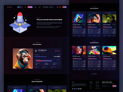 Crypto Launchpad Website Design for ARRAY blockchain landing page branding crypto crypto landing page crypto launchpad crypto site design crypto website design nft landing page nft marketplace ui design web web design website