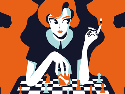 The Queen's Gambit - Book Cover affinity designer book branding chess colors cover book cover vector digital art drawing editorial cover flat design graphic design ilustration netflix series vector vector art