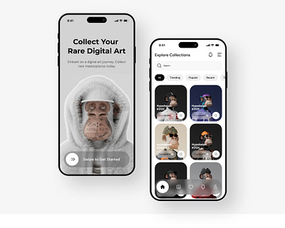 NFT Marketplace Mobile App app app design collection explore collection marketplace nft nft market trading trending ui design