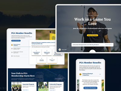 PGA Recruitment Microsite Landing Page (1) benefits golf golfing hero landing page membership ui ux video