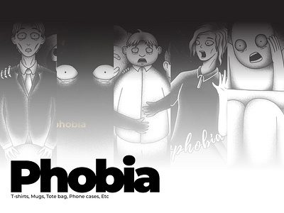 Phobia black dark digital art drawing fear hat ibispaint x illustration merchandise mug nightmare phobia redbubble shoping t shirt teepublic totebag white
