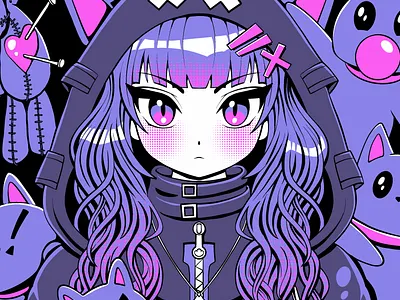Girl with Cats anime animetshirt japan japanese girl manga teedesign tshirtdesign