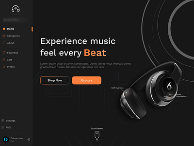 Xenten Headphone Website Design 3d animation design figma motion graphics photoshop product design ui uiux design web design