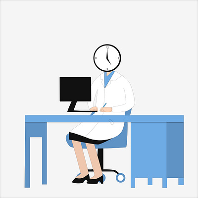 female doctor sitting at the work desk 3d animation branding computer consultation doctor graphic design healthcare hospital illustration logo medical motion graphics practitioner specialist ui ux vector women