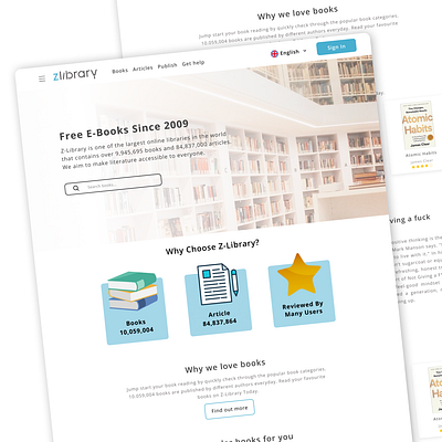 Redesign Exploration UI Landing Page Website Zlibrary exploration landingpage library ui website