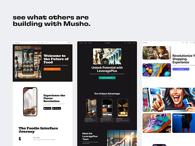 Musho's Creations ai branding graphic design landing page ui website