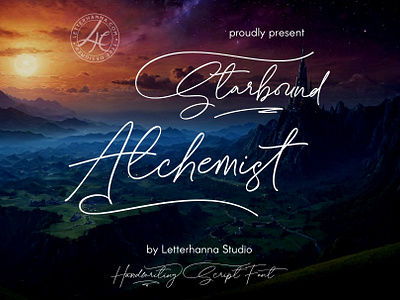 Starbound Alchemist Font branding design font handwritten illustration logo script font typeface