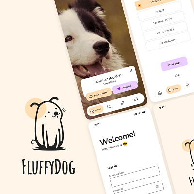 Fluffy dog @dailyui adoption animals app concept design designer dog mobile mobile app product product design prototype ui uidesign ux uxdesign