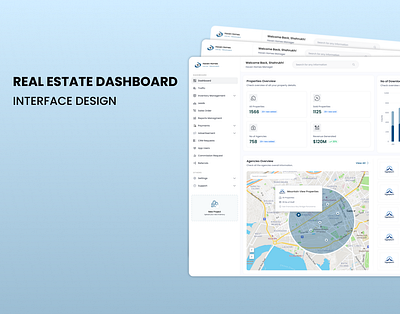 Real Estate Dashboard admin panel admin portal crm crm design dashboard dashboard design design erp real estate user interface