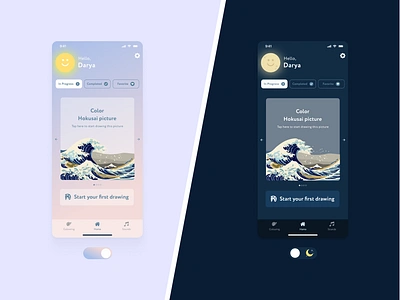 Light Mode vs Dark Mode in the Coloring App app design redesign ui ux uxui