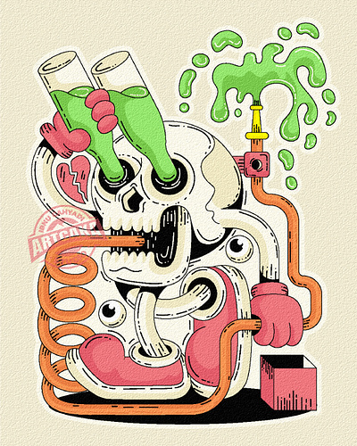Skull Drunk Illustration beer branding cartoon cartoon skull clothing drink skull skullart summer tshirt vector