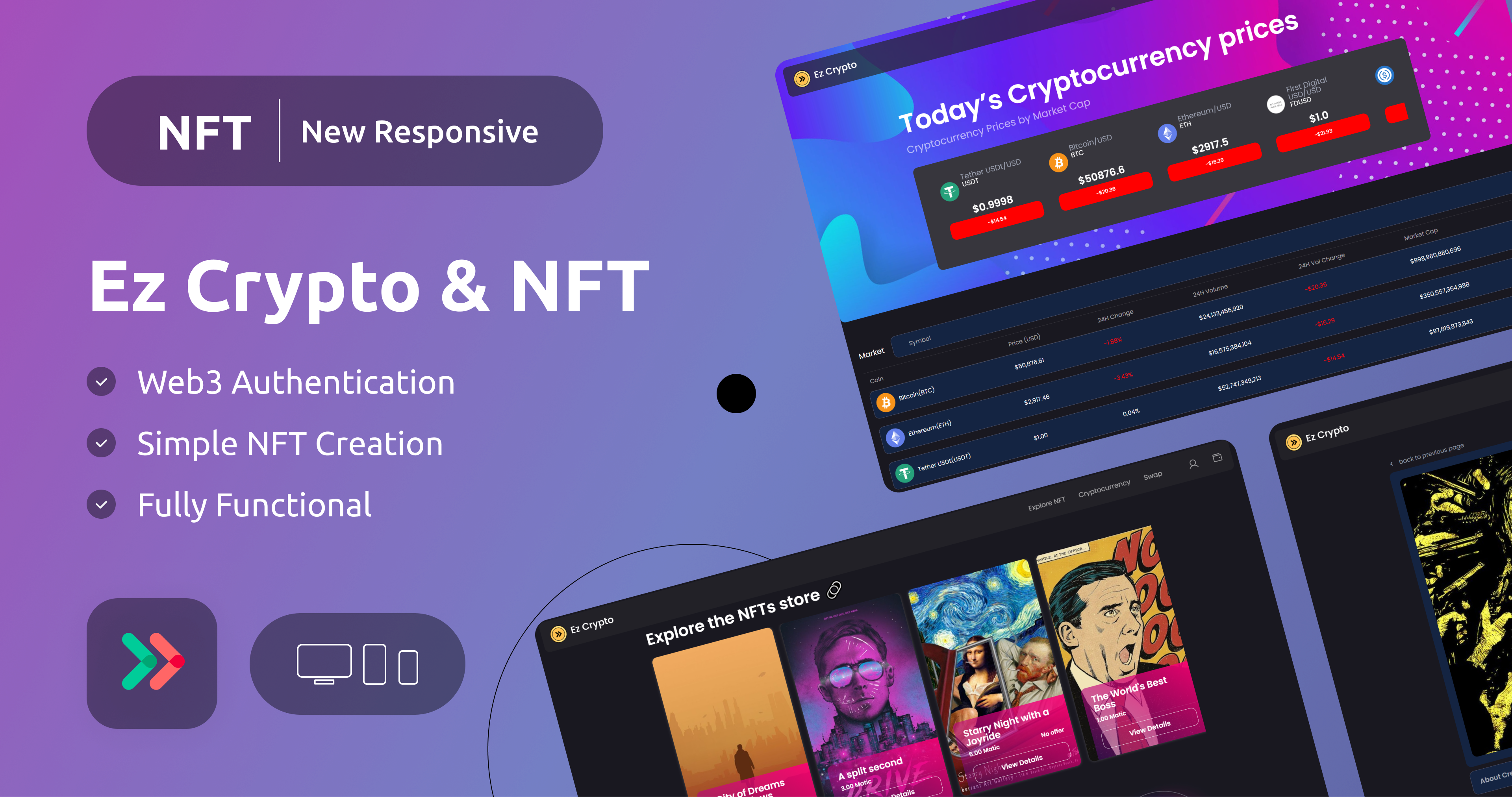 Ez Crypto & NFT Market Web Template bubb bubble.io crypto marketplace crypto nft eazycode nft nocode web template