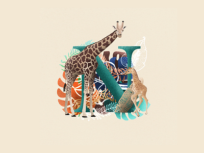 Giraffe Neck N 36 days of type 36daysoftype animal illustration book illustration brand brand identity branding branding design design giraffe giraffe illustration graphic design illustration illustration work illustrations type type illustration type work ui wildlife illustration