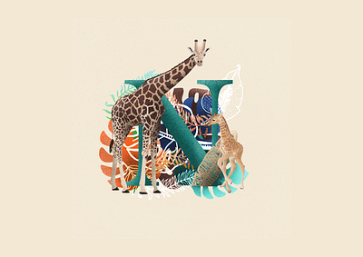 Giraffe Neck N 36 days of type 36daysoftype animal illustration book illustration brand brand identity branding branding design design giraffe giraffe illustration graphic design illustration illustration work illustrations type type illustration type work ui wildlife illustration