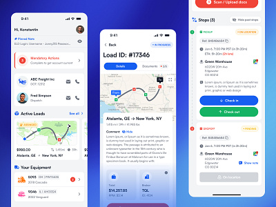 Truck Driver App app design document driver freightmanagement load location logistics map mobile truck ui ux