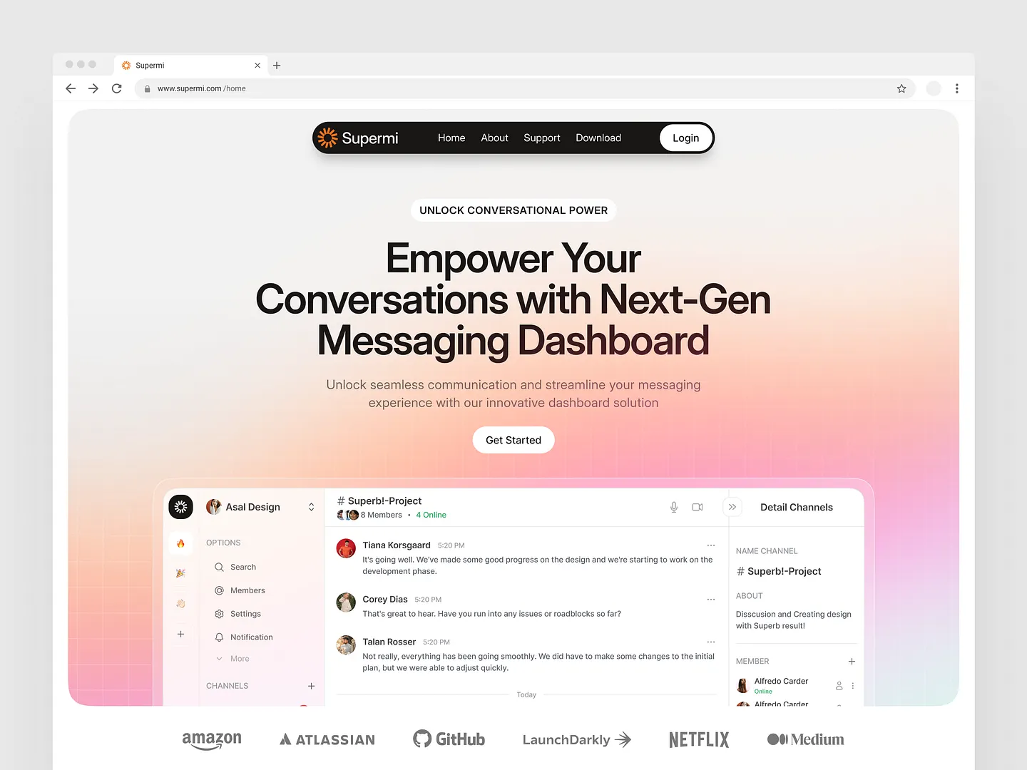 Engaging Tagline Section for Supermi's Messaging Dashboard