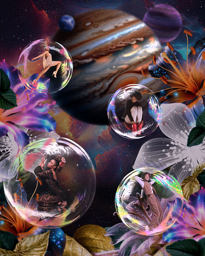 Trap Inside My Own Bubble bubbles design galaxy image manipulation