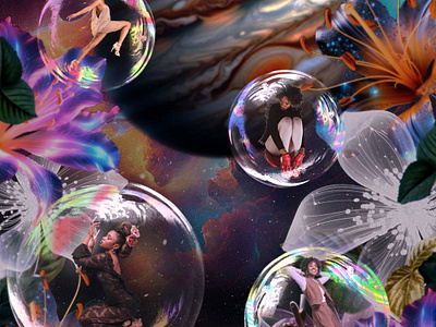 Trap Inside My Own Bubble bubbles design galaxy image manipulation