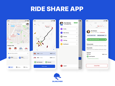 Ride Share App graphic design ui